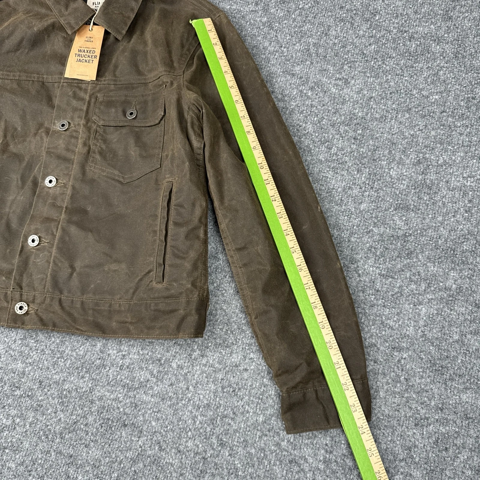 Flint and Tinder Waxed Trucker Jacket Olive Brown S USA NWT image 12