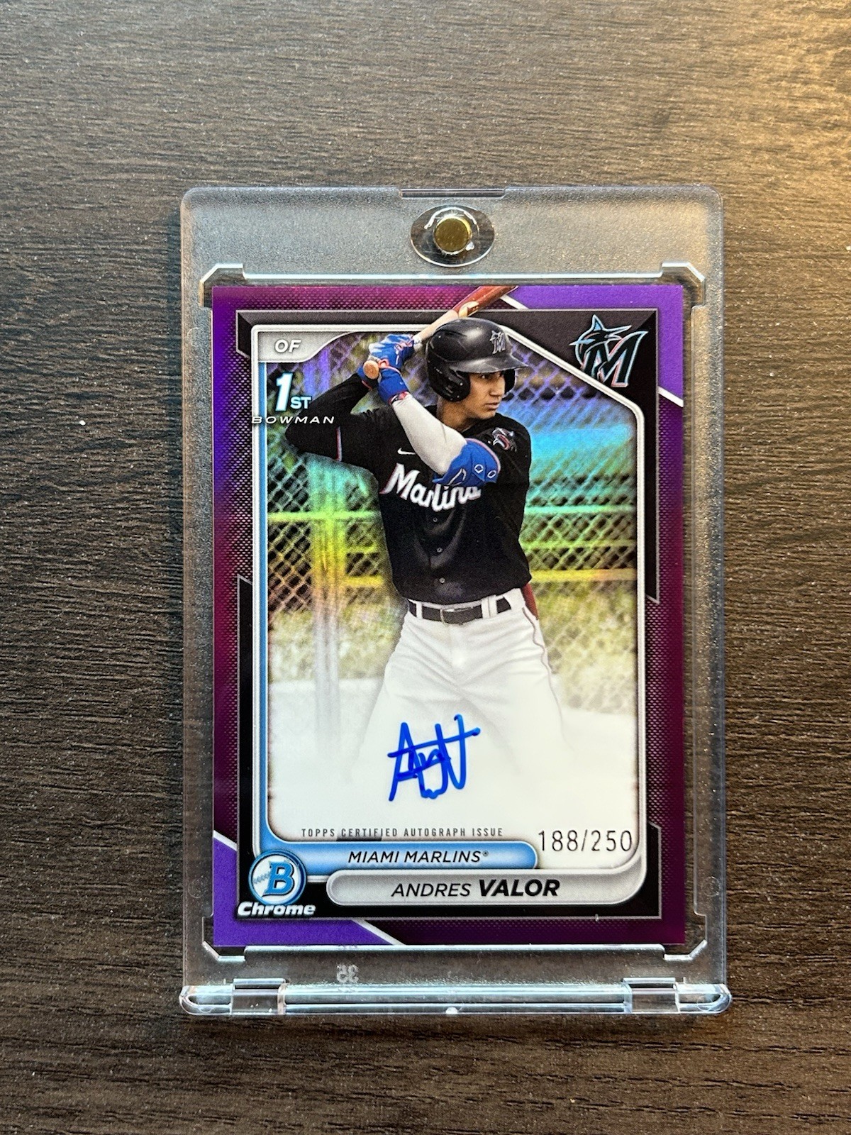 2024 Bowman Chrome Andres Valor Purple Refractor Auto Autograph SP /250 CPA-AV