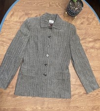 Ann Taylor Womens Tweed Wool Blend Jacket Suit Coat Blazer Buttons Brown Size 4