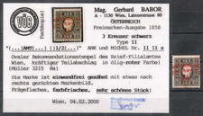 ÖSTERREICH MiNr. 11 IIa - ANK 11 IIa, 3 Kreuzer "schwarz" Type II, BABOR VÖB