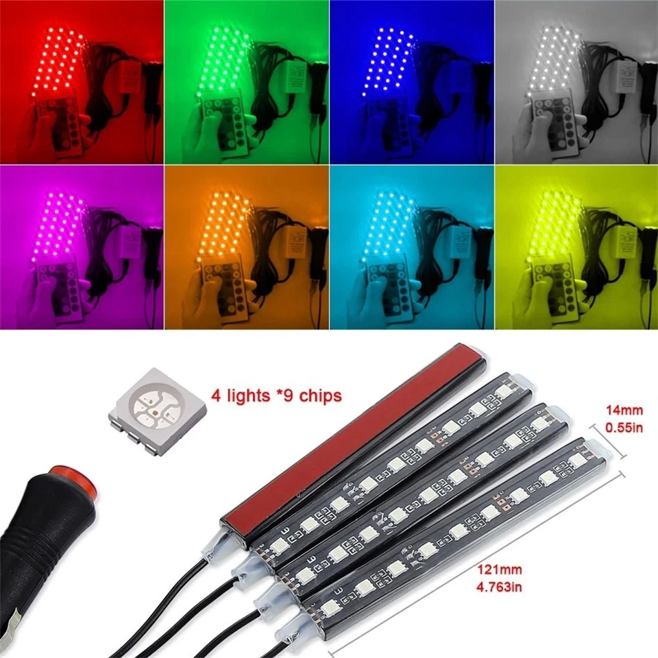 Light Strip Neon Lamp Remote Control USB 36 LED Decorative Interior RGB - Image 2 of 4