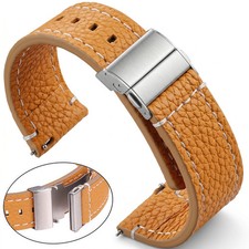 Genuine Leather Watch Band Quick Release Folding Clasp Strap 18mm 20mm 22mm 24mm