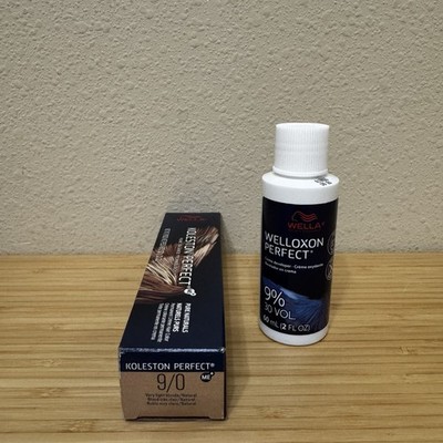 Wella Koleston Perfect 9/0 Very Light Blonde/Natural & 30 Vol developer 2oz each