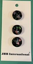 (3) VINTAGE JHB 5/8” MULTI-COLOR PLASTIC 2-HOLE NOVELTY CRAFT BUTTONS NOS-D3