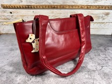 Ladies Radley red leather small ziptop shoulder bag-preowned good condition