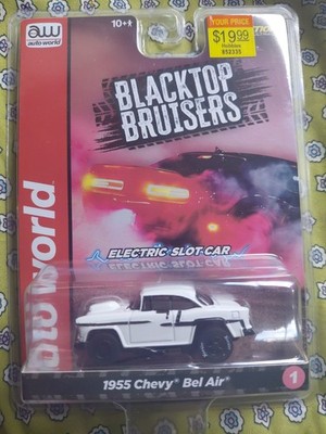 Auto World Electric Slot Car Blacktop Bruisers 1955 Chevy Bel Air White Rare