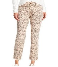 SANCTUARY WOMENS CONNECTOR KICK CROP STANDARD RISE LEOPARD PRINT JEANS SZ 32