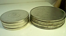 2 Vintage Eastman Kodak Film Reel Metal Canisters - Used -  7" & 5.25" empty