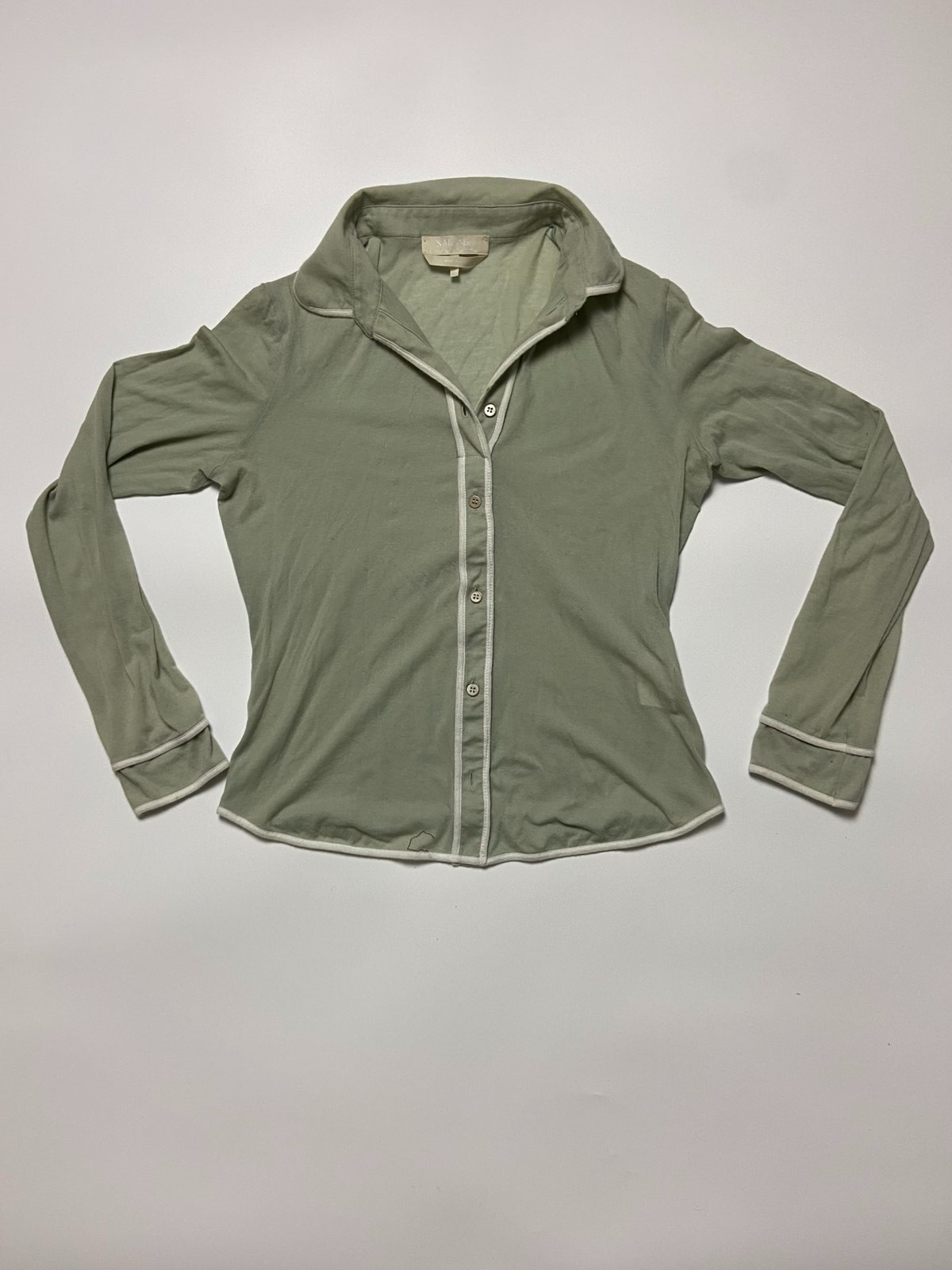 Max Mara Women’s Blouse Light Khaki Long Sleeve Button Down Shirt