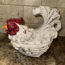 Ceramic Hen On Nest Covered Dish Farmhouse Chicken Kitchen Decor Egg Holder