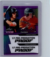 Gavin Turley Trent Caraway 2024 Leaf Baseball 1/1 Pre Production Proof