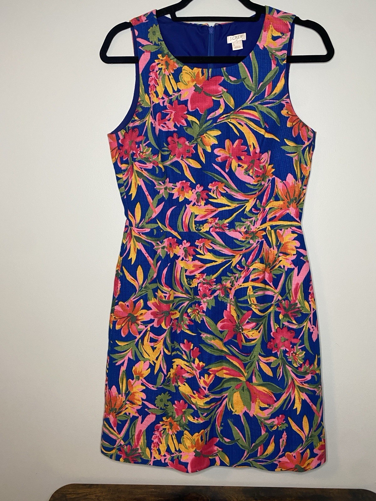 J. Crew Bright Tropical Floral Print Shift Dress Sleeveless Summer Sz 2