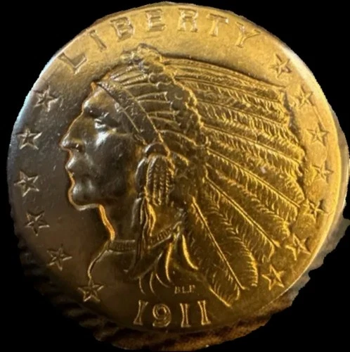 1911 Indian Head $2.50 Gold Quarter Eagle Almost Uncirculated