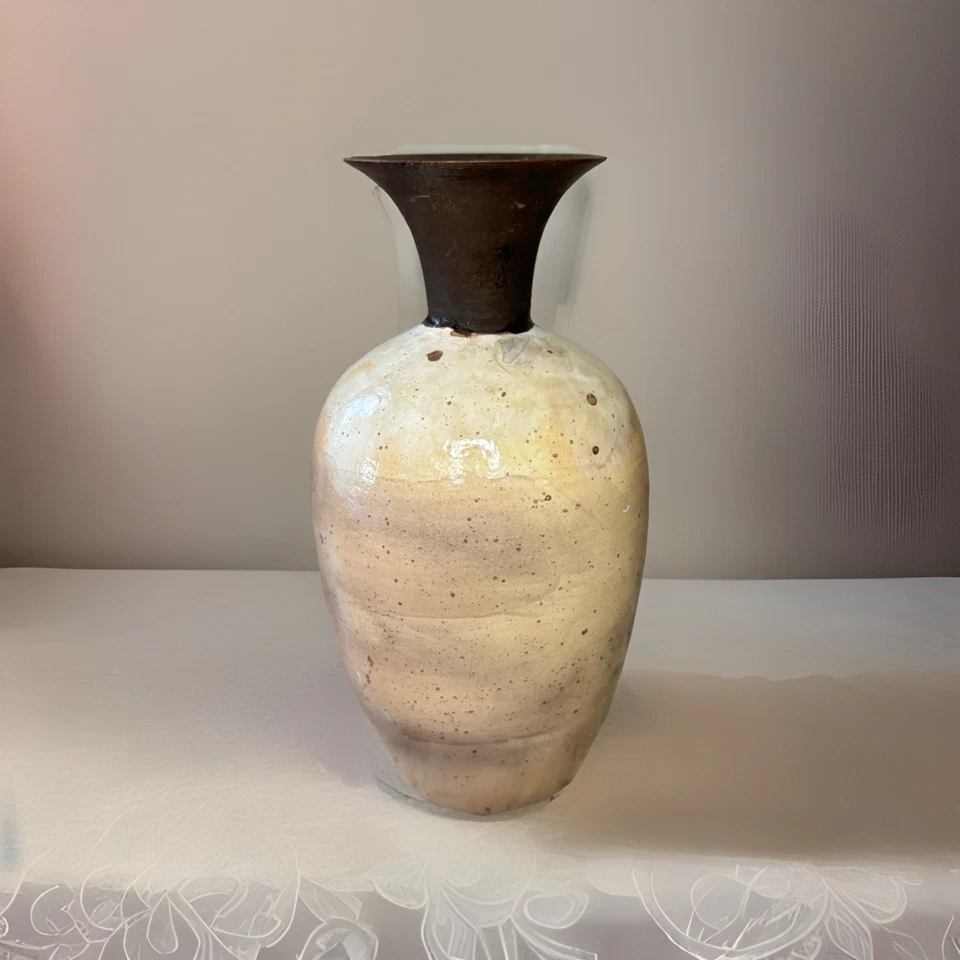 "Florero redondo Pottery Barn Toscana terracota cerámica envejecido 6,5""" Foto 3 de 4