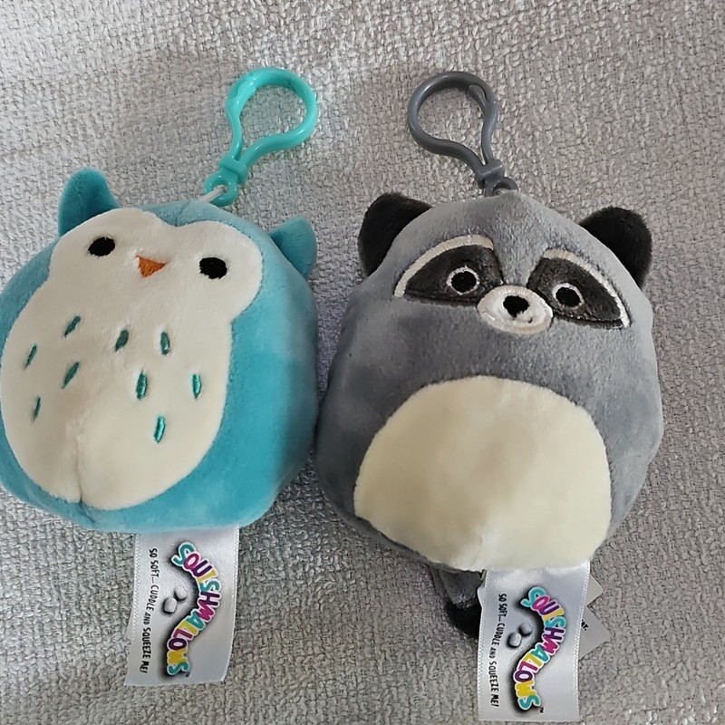 Squishmallow Kellypet Dog Toy Fox Raccoon And OWL Clip On