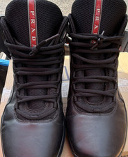 PRADA Linea Rossa Black/Red Leather High Top ...