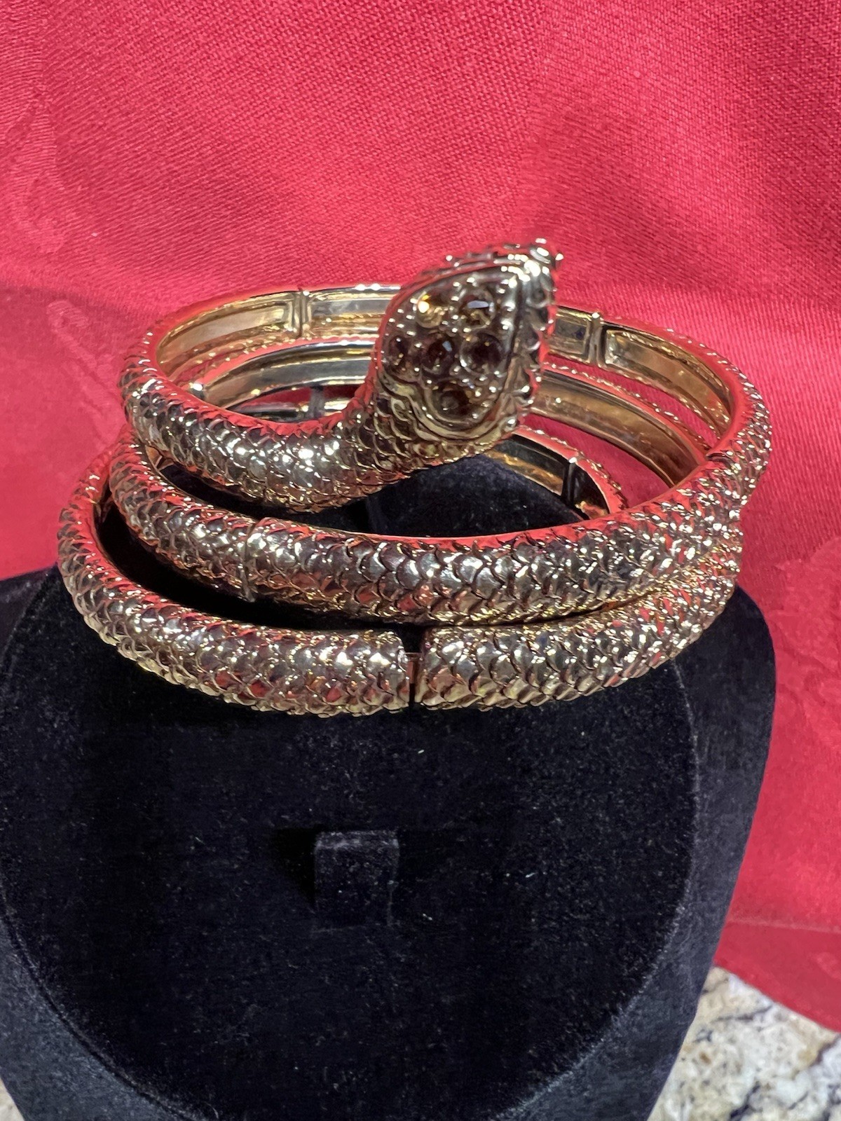 Statement crystal head snake flexible wrap cuff b… - image 1