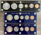 Lot of Three (3) 1965 Canada Silver Proof Like Coin Sets in Plastic Frames
