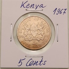 Kenya coin, 5 Cents, 1967