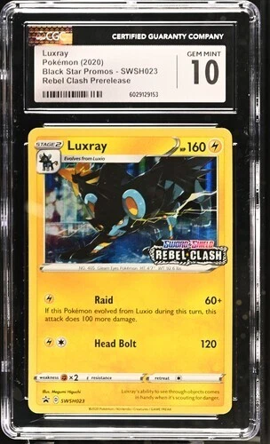 Pokemon CGC 10 Luxray SWSH023 Holo Rebel Clash Prerelease Promo Gem Mint