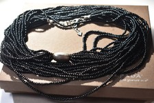 Silpada Multi-Strand Black Sead Bead Sterling Silver Necklace 34-36" N1570 Long