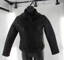 Women's Black Solid Quilted Hoodie Jacket Coat Size: Medium EUC