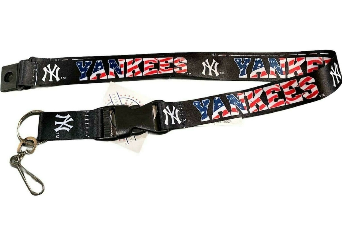 NEW MLB New York Yankees Lanyard Keychain Black with USA Series Stars  Stripes