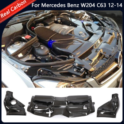Cache Filtre à Air Carbone Pour Mercedes C63 AMG W204 2012-2014 - Fibre Carbone 3x3, Noir Brillant, 3 Pièces
