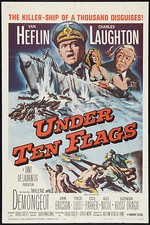 UNDER TEN FLAGS original 1960 WW2 one sheet movie poster MYLENE DEMONGEOT