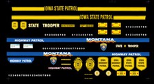 CALCOMANÍAS DE POLICÍA TOBOGÁN ACUÁTICO escala 1/24 de Montana y Iowa State Patrol. Coche negro
