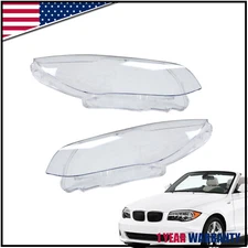 Pair For BMW E92 Coupe E93 10-2013 LCI Clear Headlight Headlamp Lens Cover Shell