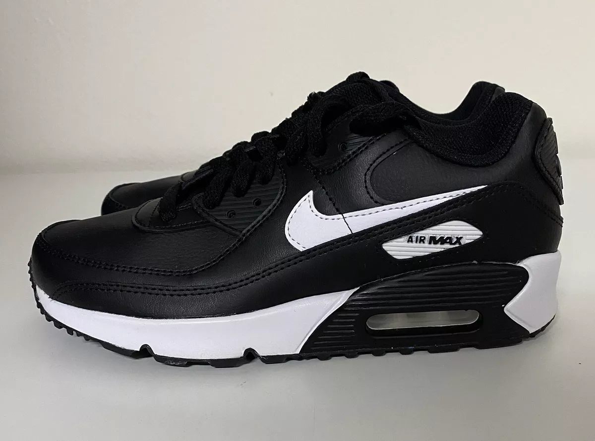 Nike Air Max 90 Leather GS Youth Sz 7Y Women s Sz 8.5 Black White CD6864 010