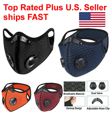 NEW style Cycling Face Mask With Active Carbon Filter Breathing Valves Reusable