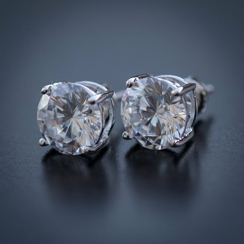 Unisex Sterling Silver Stud Earrings - Round Screw Back 2mm-7mm, Cubic Zirconia 11 thumbnail image