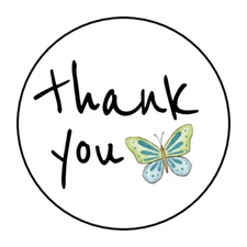 30 THANK YOU BUTTERFLY STICKERS ENVELOPE SEALS LABELS 1.5" ROUND