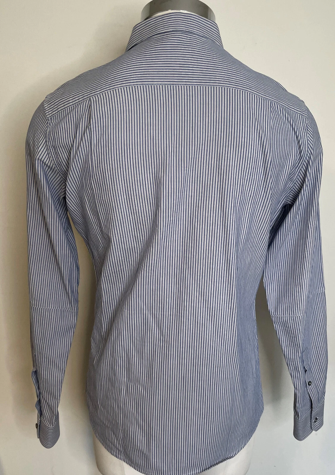 Camicia Alexander McQueen blu a righe cotone uomo IT 50 US L 40 LS con bottoni davanti