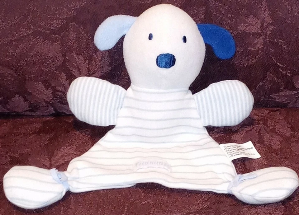 Vitamins Baby Puppy Dog Lovey Security Blanket Toy Blue White Stripes Plush X - Image 3 of 3