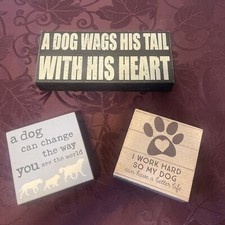 WOODEN Dog-themed Shelf Sitters/Wall Hangings/Plaques - Set of 3
