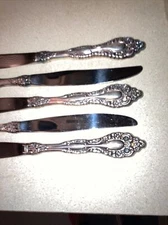 5 VTG VICTORIAN CLASSIC ONIEDA ROGERS BROS SILVERPLATE DINNER KNIVES