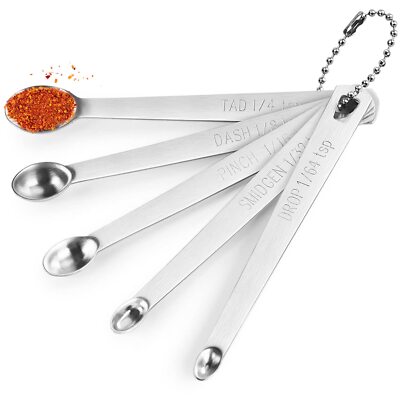 5 Pcs Mini Measuring Spoons Set, Stainless Steel Small Measuring Spoons