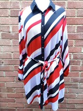 WOMEN PARISIAN LADIES PATTERNED BUTTONED FRONT WITH BELT SHIRT DRESS UK 14 EU 42