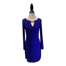 Vince Camuto Blue Form-Fitting Full-Zip Back Sheath Dress Women's Sz 4