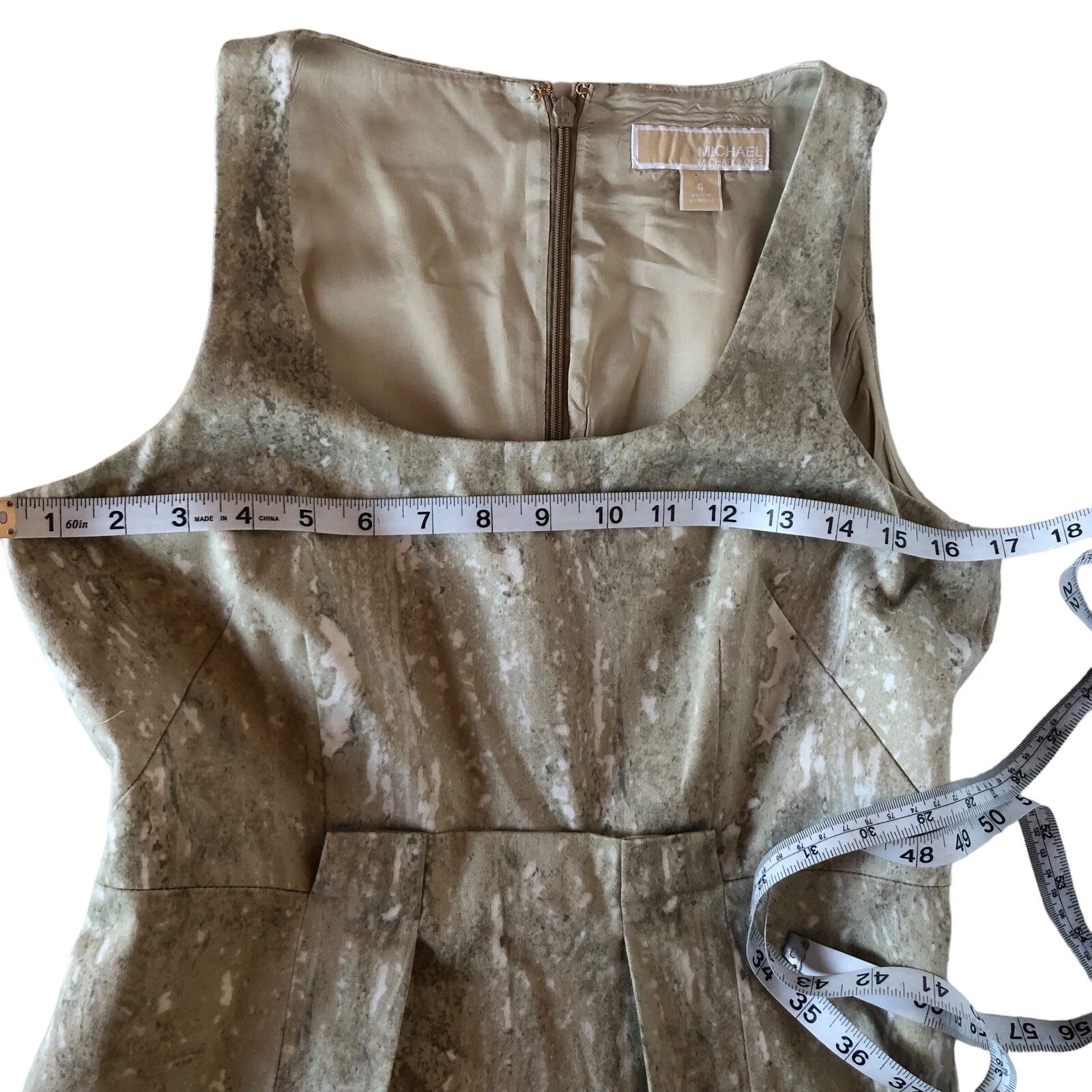 Abito midi Michael Kors senza maniche casual estivo primavera kaki pieghe donna 4