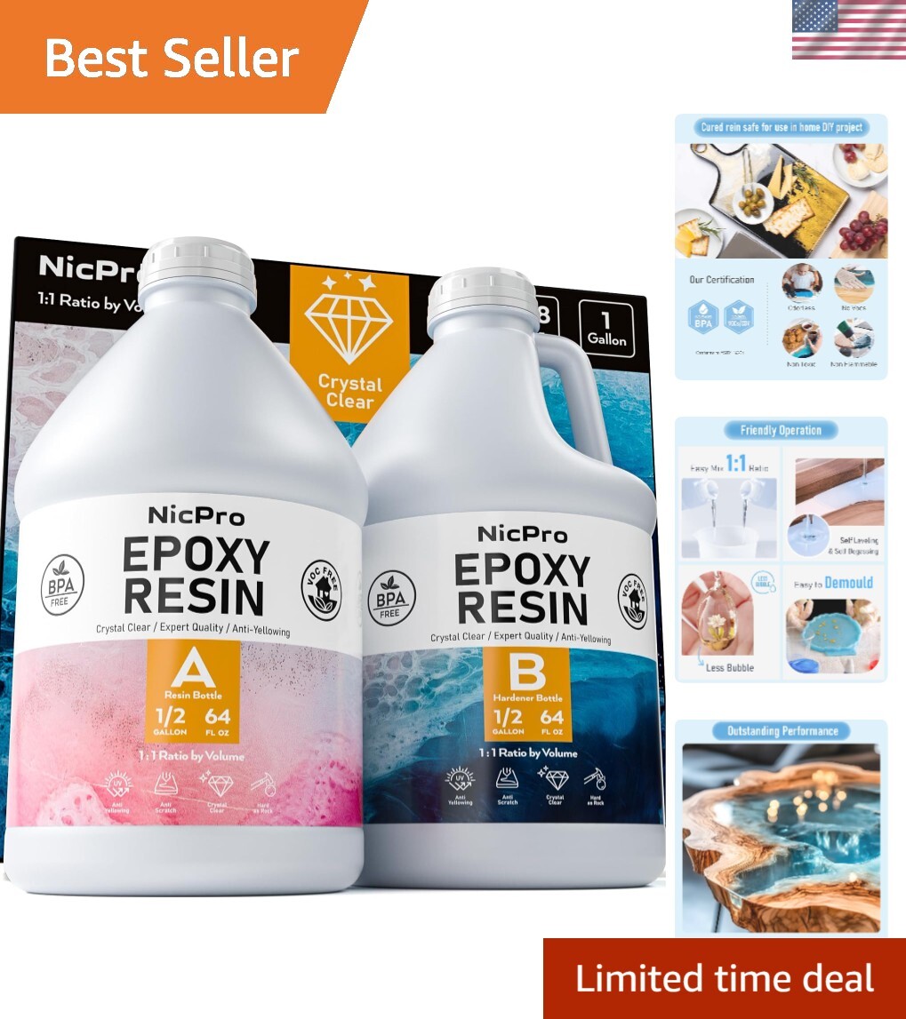 1 Gallon Crystal Clear Food Safe Epoxy Resin Kit Bubble Free Waterproof