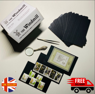 (Made in Germany) Neu 3 Streifen Windmühle Stempel Lagerkarte Klar Film Abdeckung Schnell UK