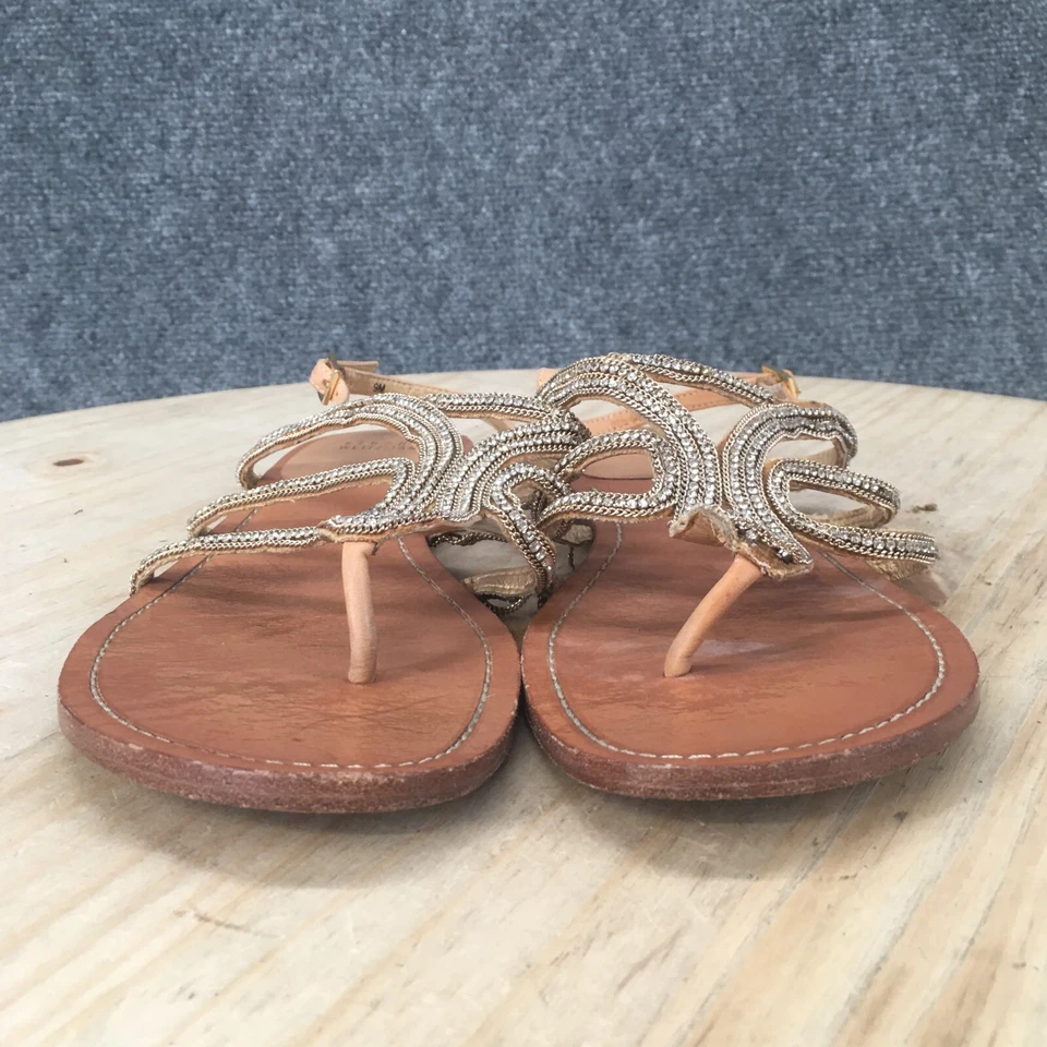 Stuart Weitzman Sandal Womens 9M Brown Rhinestone Embellished Slingback Flats - Image 4 of 4