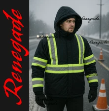 Hi Vis Class 2 Insulated Safety Jacket Parka Jacket Coat Fleece Reflective