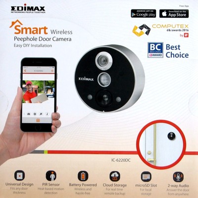 EDIMAX IC-6220DC DAY NIGHT WIRELESS DOOR PEEPHOLE IP CAMERA WITH