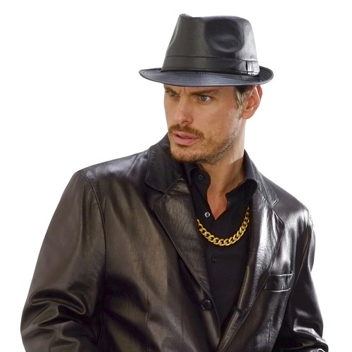 20er 30er Jahre Mafia Trilby Gangster Hut Fedora schwarz Rocker Faschingshut