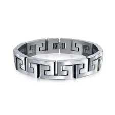 Masculine Geometric Infinity Key Link Bracelet for Teens Men Black Gold Silver